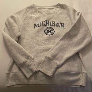 Light gray University of Michigan crew neck sweatshirt